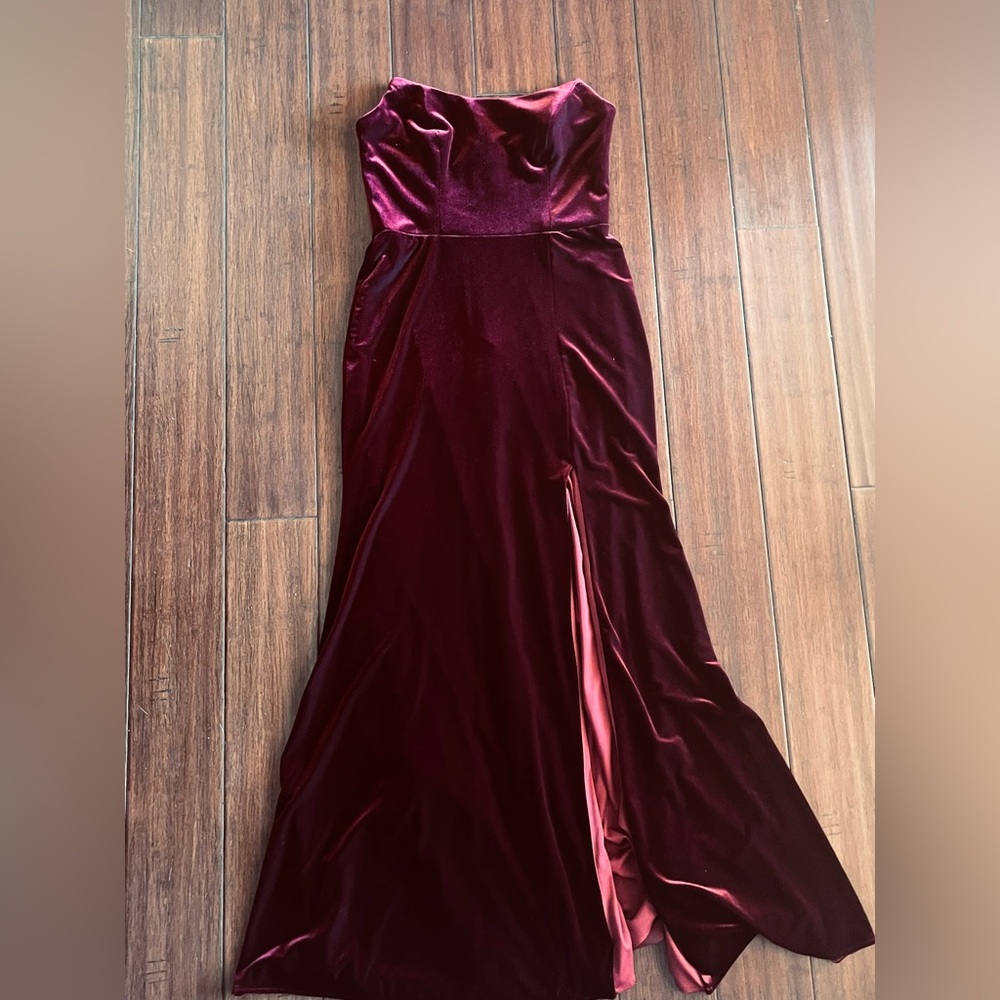 Aqua deep berry Velvet Evening Gown